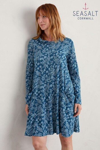 Seasalt Cornwall Blue Petite Sea Oak Swing Dress (N14634) | £60
