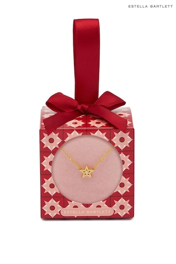 Estella Bartlett Gold Tone Christmas Bauble Featuring A Star Pendant With A Cubic Zirconia Chain (N14693) | £24