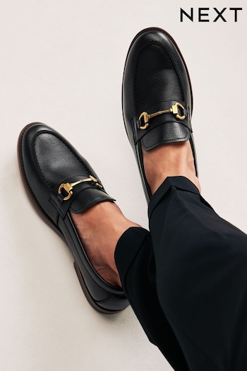 Black Loafers With Snaffle Trim (N14859) | £39