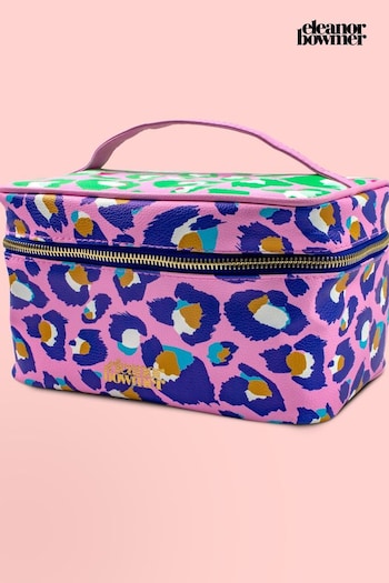 Eleanor Bowmer Pink Leopard Print Vanity Case Wash Bag (N14985) | £35