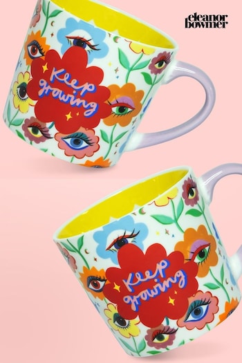 Eleanor Bowmer Flower Eyes 'Keep Growing' Mug Set (N14994) | £24