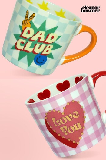 Eleanor Bowmer Love You Heart & Dad Club Mug Set (N14996) | £24