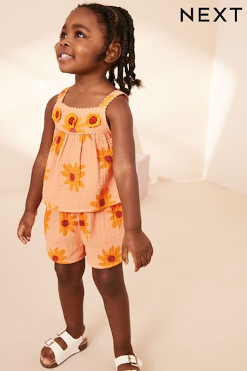 Orange Sunflower Co-ord Top and rise Shorts (3mths-7yrs) (N15166) | £17 - £21