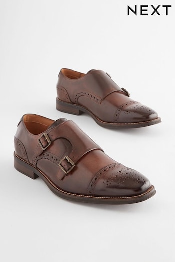 Brown Double Monk Shoes (N15279) | £62