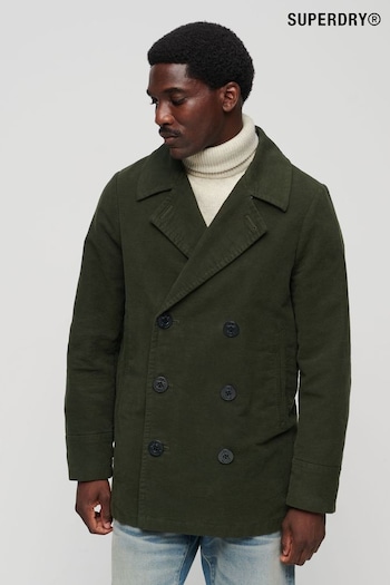 Superdry Green The Merchant Store Moleskin Pea Coat (N15508) | £175