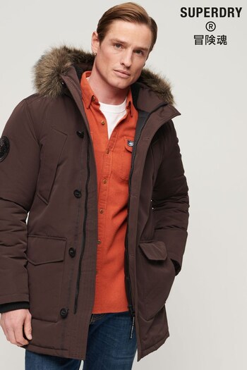 Superdry Brown Everest Faux Fur Hooded Parka Coat (N15537) | £145
