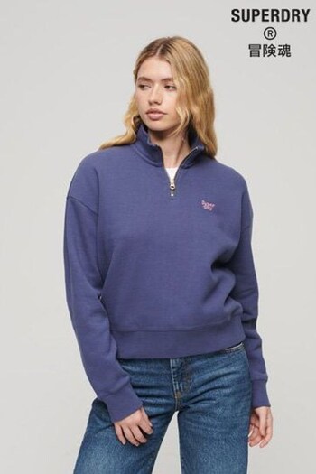 Superdry Blue Essential Half Zip Sweatshirt (N15554) | £50