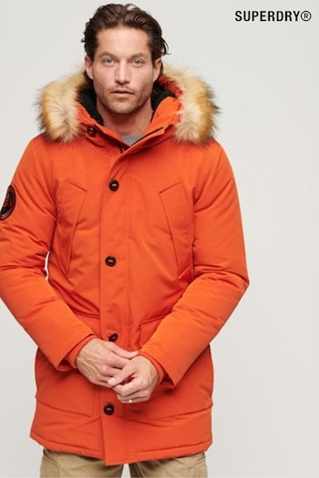 Superdry Orange Everest Faux Fur Hooded Parka Coat (N15586) | £145