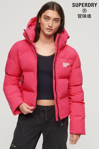 Superdry Pink Hooded Boxy Puffer Jacket (N15592) | £110