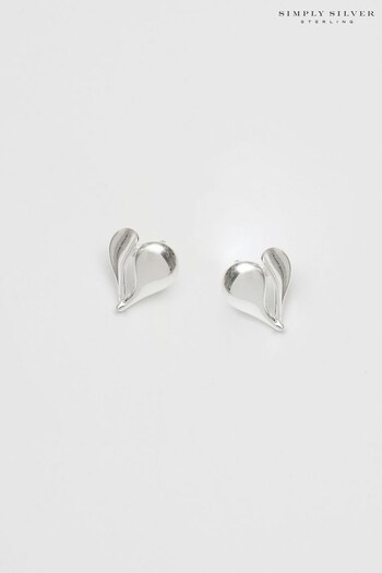 Simply Silver Silver Polished Heart Stud Earrings (N15607) | £30
