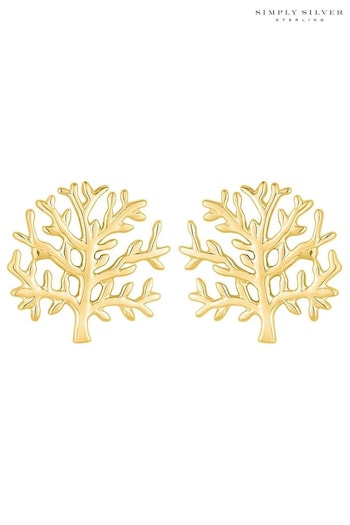 Simply Silver Gold Plated Sterling Silver 925 Tree of Love Stud Earrings (N15609) | £25