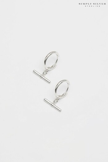Simply Silver Silver T-Bar Hoop Earrings (N15612) | £30