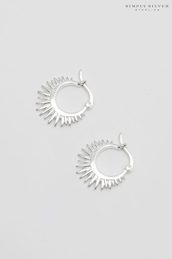 Simply Silver Silver Polished Starburst Hoop Earrings (N15613) | £25