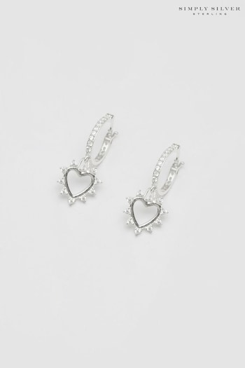 Simply Silver Sterling Silver Tone 925 Cubic Zirconia Open Heart Earrings (N15615) | £35