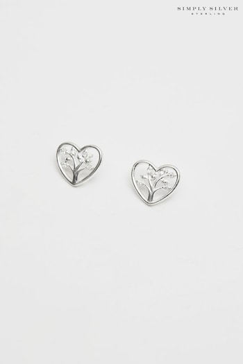 Simply Silver Sterling Silver Tone 925 Tree of Love Heart Stud Earrings (N15616) | £25