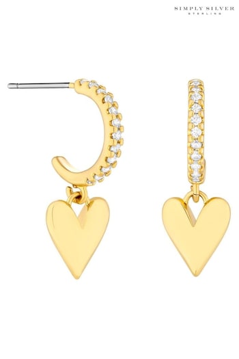 Simply Silver Gold Plated Sterling Silver 925 Mini Heart Huggie Earrings (N15618) | £25