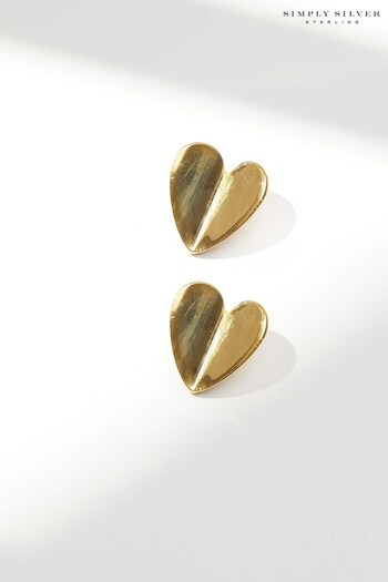 Simply Silver Gold Recycled Heart Stud Earrings (N15619) | £30