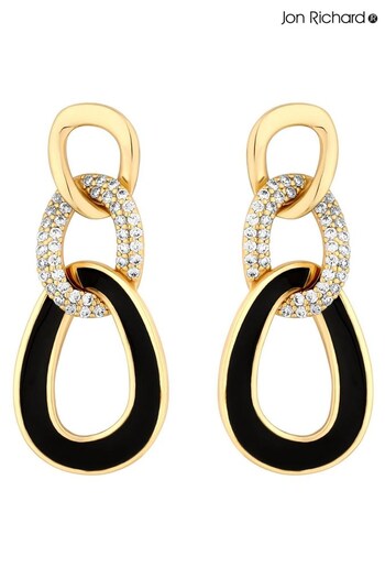 Jon Richard Gold Crystal And Enamel Chain Link Earrings (N15622) | £25
