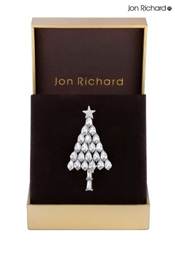 Jon Richard Silver Christmas Tree Brooch - Gift Boxed (N15626) | £30