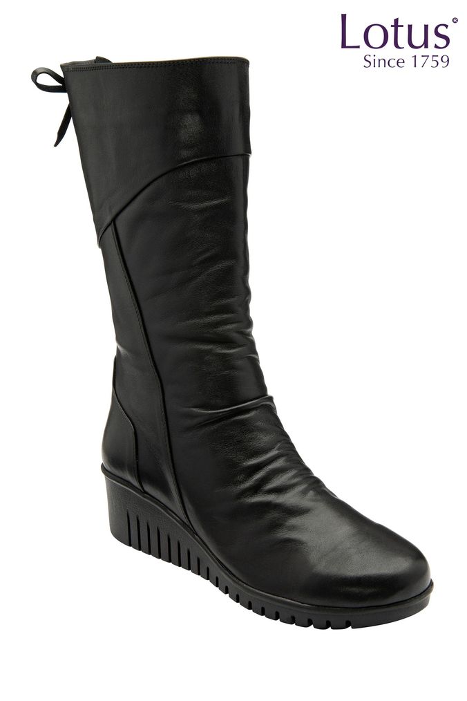Wedge mid calf boots women's hotsell