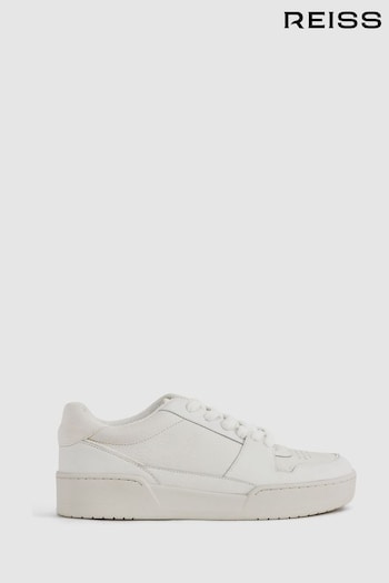 Reiss White Frankie Leather Lace-Up Trainers (N15690) | £158