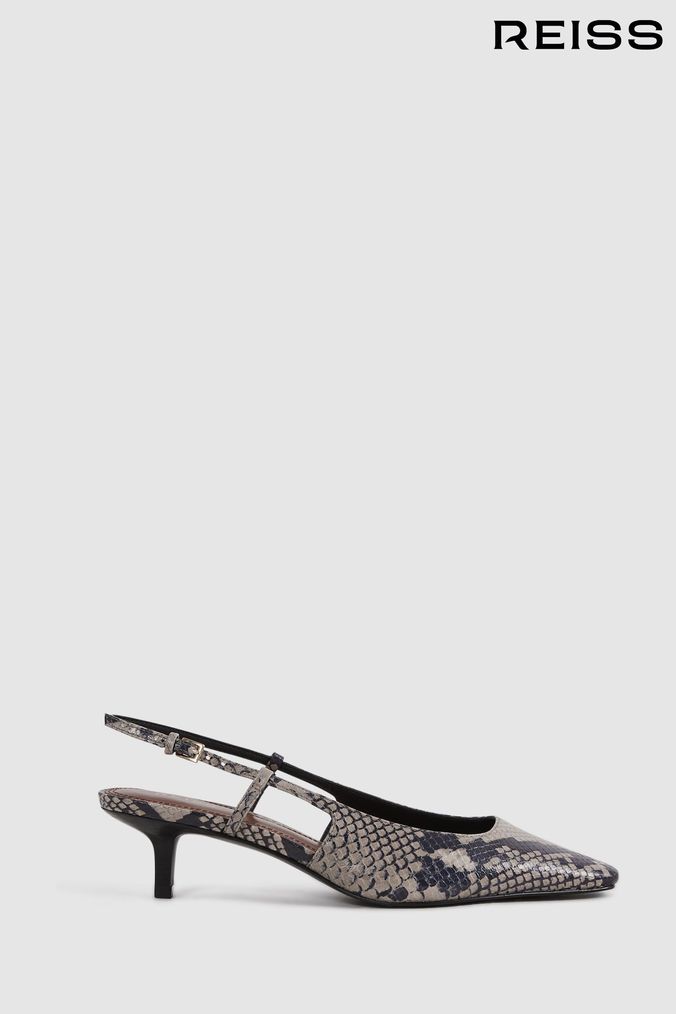 Chic and Elegant: Women's Grey Cowhide Sandals with Short Heels and Po