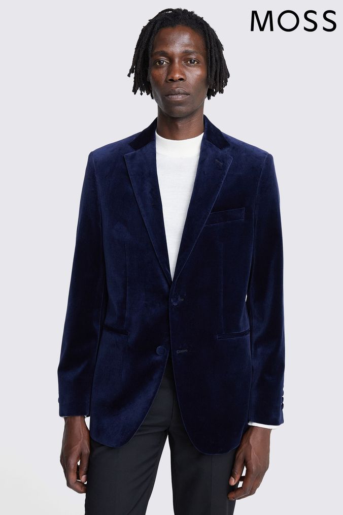 Buy Men s Blazer Velvet Blue Short Online Next UK