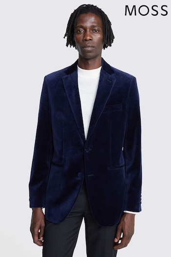 MOSS Tailored Fit Blue Velvet Jacket (N15714) | £199