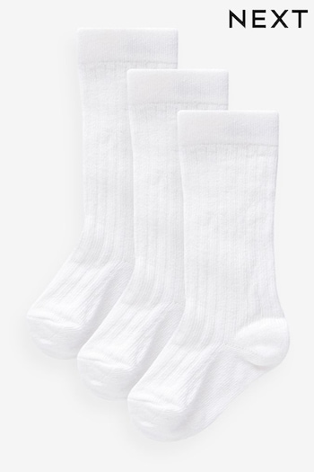 White Knee High Baby Socks 3 Pack (0mths-2yrs) (N15791) | £5