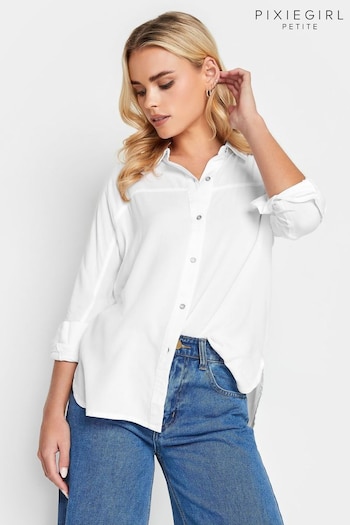 PixieGirl Petite White Longsleeve Viscose Shirt (N15798) | £29
