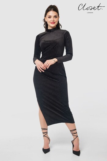 Closet London Black Pencil Midi Dress (N15805) | £70