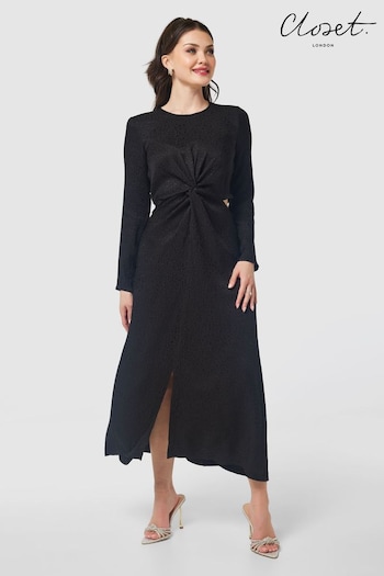 Closet London Black Twist Front Dress (N15807) | £95