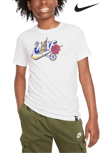 Nike White Chelsea Futura T-Shirt Kids (N15883) | £25
