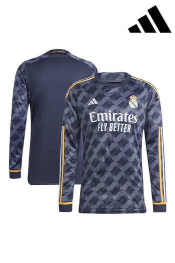 adidas Blue Real Madrid Away Long Sleeve Shirt 2023-24 (N15929) | £90