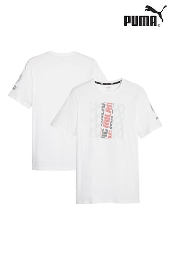 Puma White AC Milan FtblCore Graphic T-Shirt (N16042) | £26