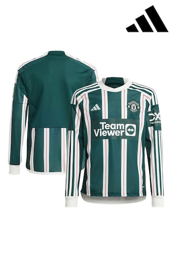 adidas Green Manchester United Away Long Sleeve FootBall T-Shirt (N16116) | £60