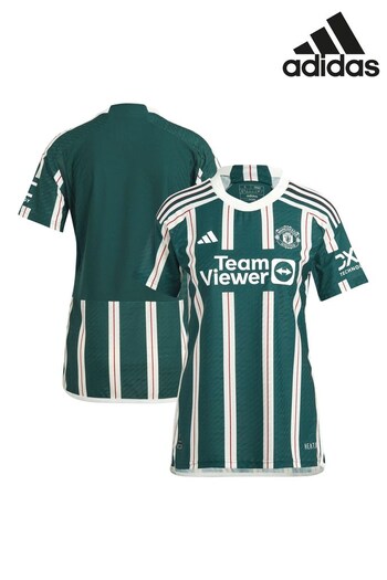 adidas Green Manchester United Away Authentic Shirt 2023-24 Womens (N16122) | £110