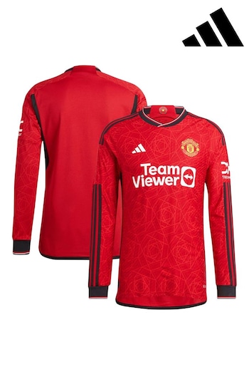 adidas Red Manchester United Home Authentic Long Sleeve Shirt 2023-24 (N16150) | £120