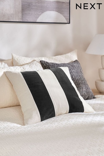 Black/White Stripe 59 x 59cm Linford Velvet Cushion (N16188) | £26