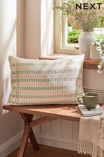Sage Green 40 x 59cm Eva Textured Weave Cushion (N16189) | £20