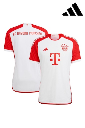 adidas White Red FC Bayern Home Authentic Shirt 2023-24 (N16210) | £130