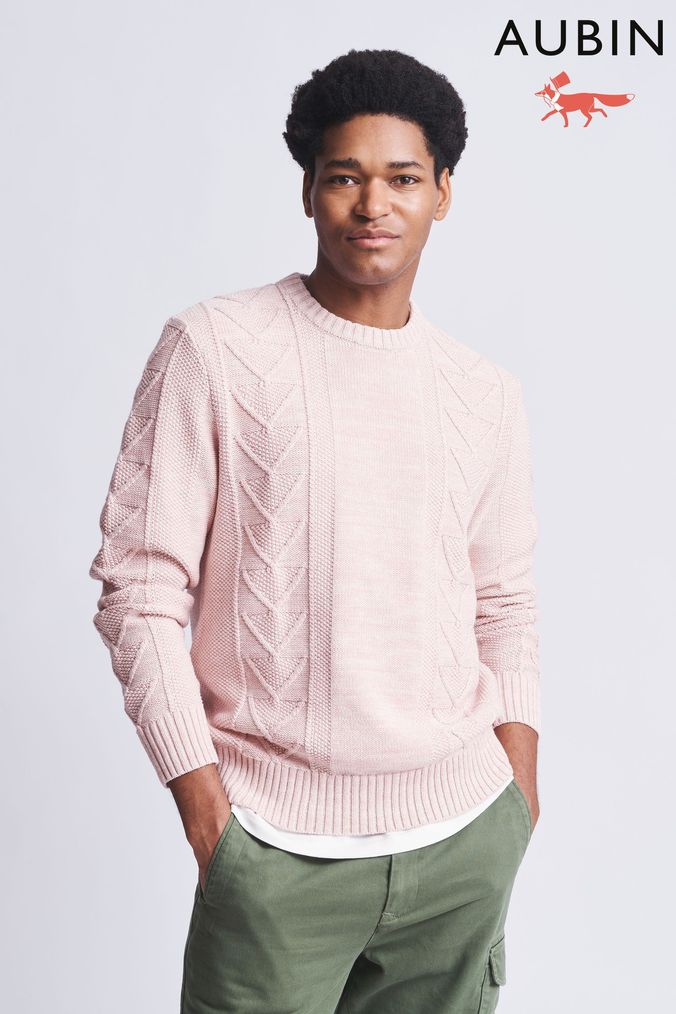 Buy Men s Pink 100 Cotton Knitwear Online Next UK