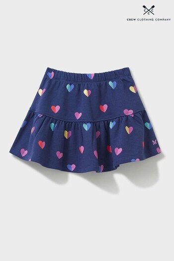 Crew hats Clothing Company Navy Blue Heart Print Cotton Flared Skirt (N16400) | £24 - £28