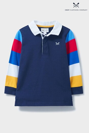 Crew Clothing mini Company Navy Blue Stripe Cotton Casual Rugby Shirt (N16401) | £28 - £32
