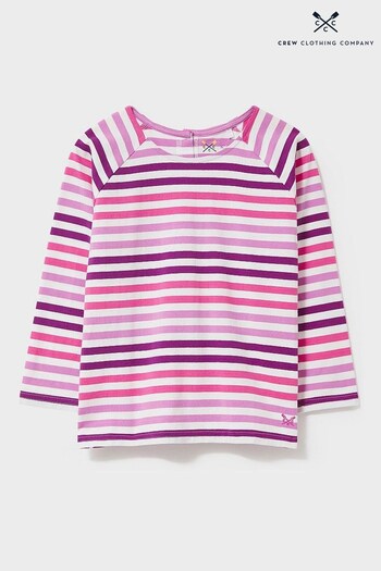Crew Clothing Company Pastel Pink Stripe Cotton Casual T-Shirt (N16403) | £22 - £26