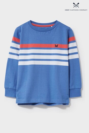 Crew Clothing Company Bright Blue Stripe Cotton Casual T-Shirt (N16405) | £24 - £28