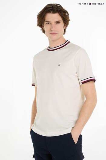 Tommy Hilfiger Global Stripe Tipping White T-Shirt (N16423) | £65