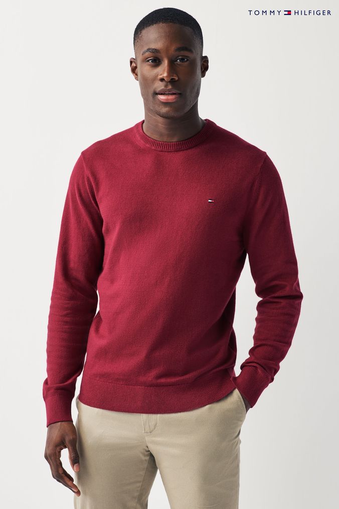 Buy Men s Tommy Hilfiger Red Jumpers Knitwear Online Next UK