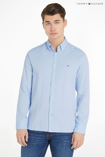 Tommy Fechada Hilfiger Blue Brushed Dobby Slim Fit Shirt (N16446) | £90