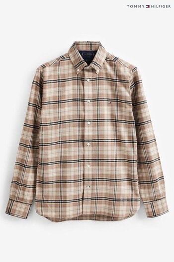 Tommy Hilfiger Brushed Tartan Brown Shirt (N16473) | £100
